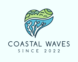 Forest Coral Sea Heart logo design