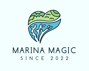 Forest Coral Sea Heart logo design