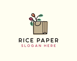 Flowers Shopping Bag logo design