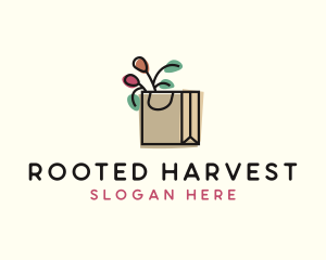 Flowers Shopping Bag logo design