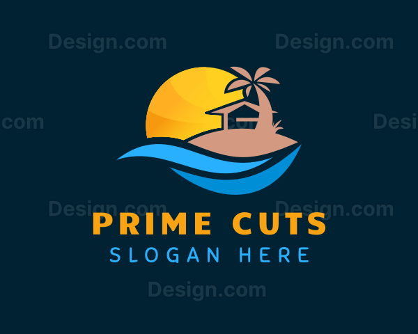 Summer Palm Tree Hut Logo