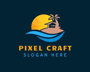 Summer Palm Tree Hut Logo