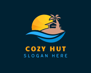 Summer Palm Tree Hut logo design