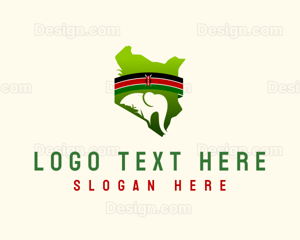 Kenya Elephant Wildlife Logo