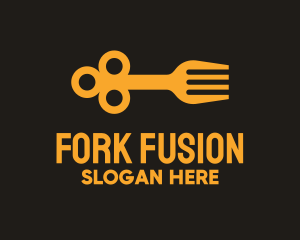 Golden Key Fork logo design