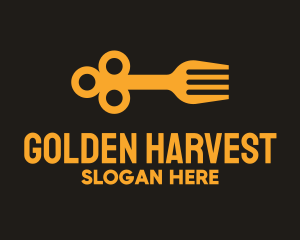 Golden Key Fork logo design