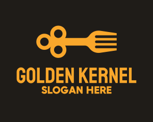 Golden Key Fork logo design