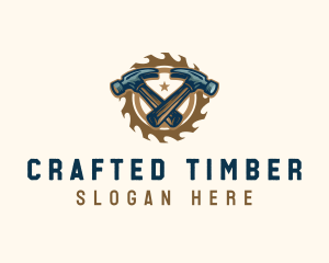 Hammer Saw Carpentry logo design