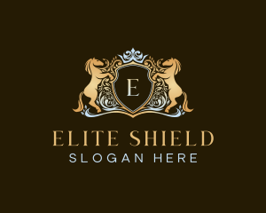 Shield Crown Horse logo design