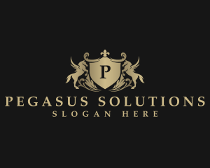 Elegant Pegasus Shield logo design