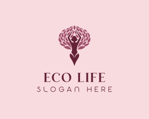 Yoga Woman Tree logo design