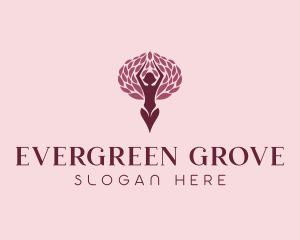 Yoga Woman Tree logo design