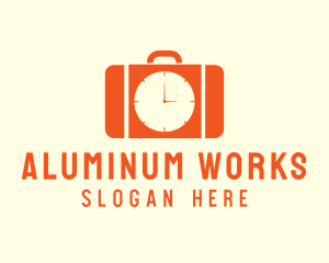 Orange Briefcase Clock logo design