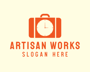 Orange Briefcase Clock logo design