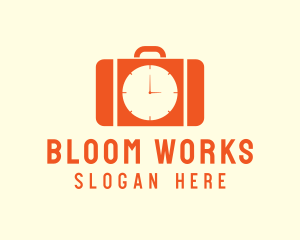 Orange Briefcase Clock logo design