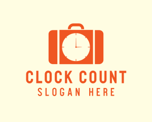 Orange Briefcase Clock logo design