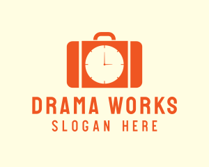 Orange Briefcase Clock logo design