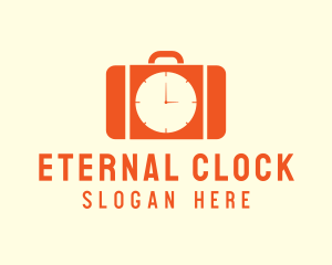 Orange Briefcase Clock logo design