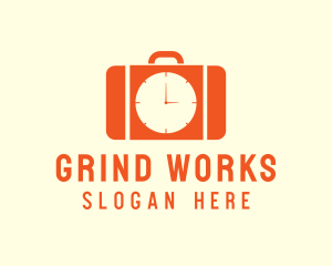 Orange Briefcase Clock logo design