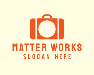 Orange Briefcase Clock logo design