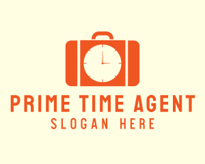 Orange Briefcase Clock logo design