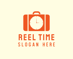 Orange Briefcase Clock logo design