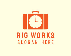 Orange Briefcase Clock logo design