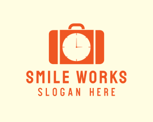 Orange Briefcase Clock logo design