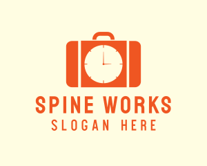 Orange Briefcase Clock logo design