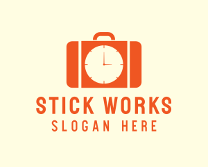 Orange Briefcase Clock logo design