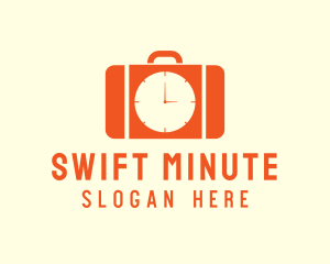 Orange Briefcase Clock logo design