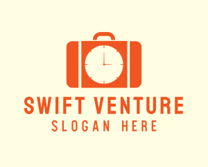 Orange Briefcase Clock logo design