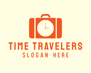 Orange Briefcase Clock logo design