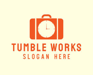 Orange Briefcase Clock logo design