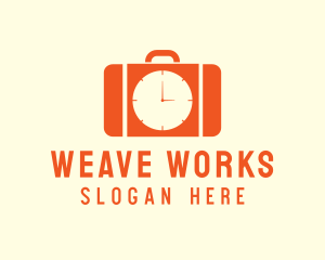 Orange Briefcase Clock logo design