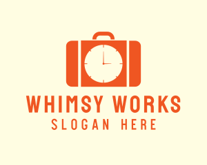 Orange Briefcase Clock logo design