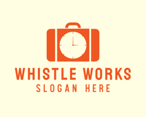 Orange Briefcase Clock logo design