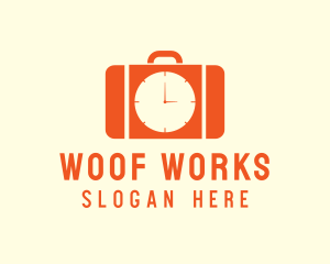 Orange Briefcase Clock logo design