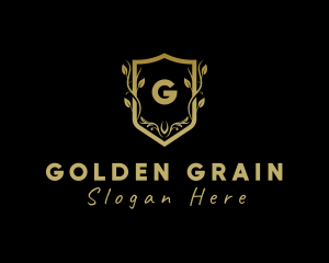 Golden Wreath Shield logo design