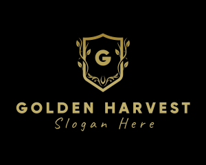 Golden Wreath Shield logo design