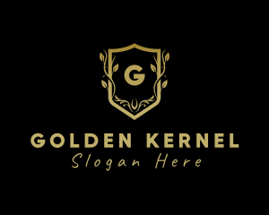 Golden Wreath Shield logo design