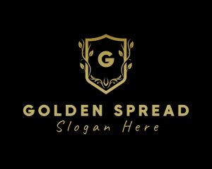 Golden Wreath Shield logo design