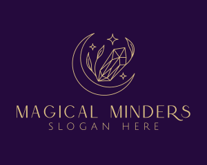 Moon Crystal Leaves logo design