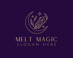 Moon Crystal Leaves logo design