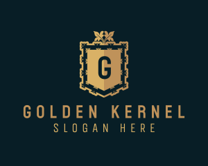 Golden Deluxe Shield logo design