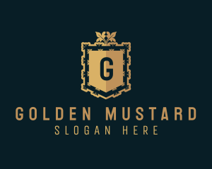 Golden Deluxe Shield logo design