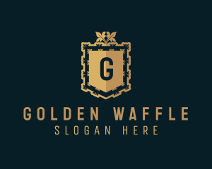 Golden Deluxe Shield logo design