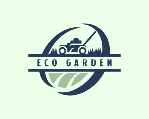 Lawn Mower Grass Landscaping logo design