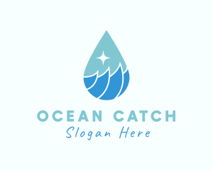 Ocean Water Droplet logo design