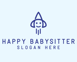 Smiley Rocket Ship logo design